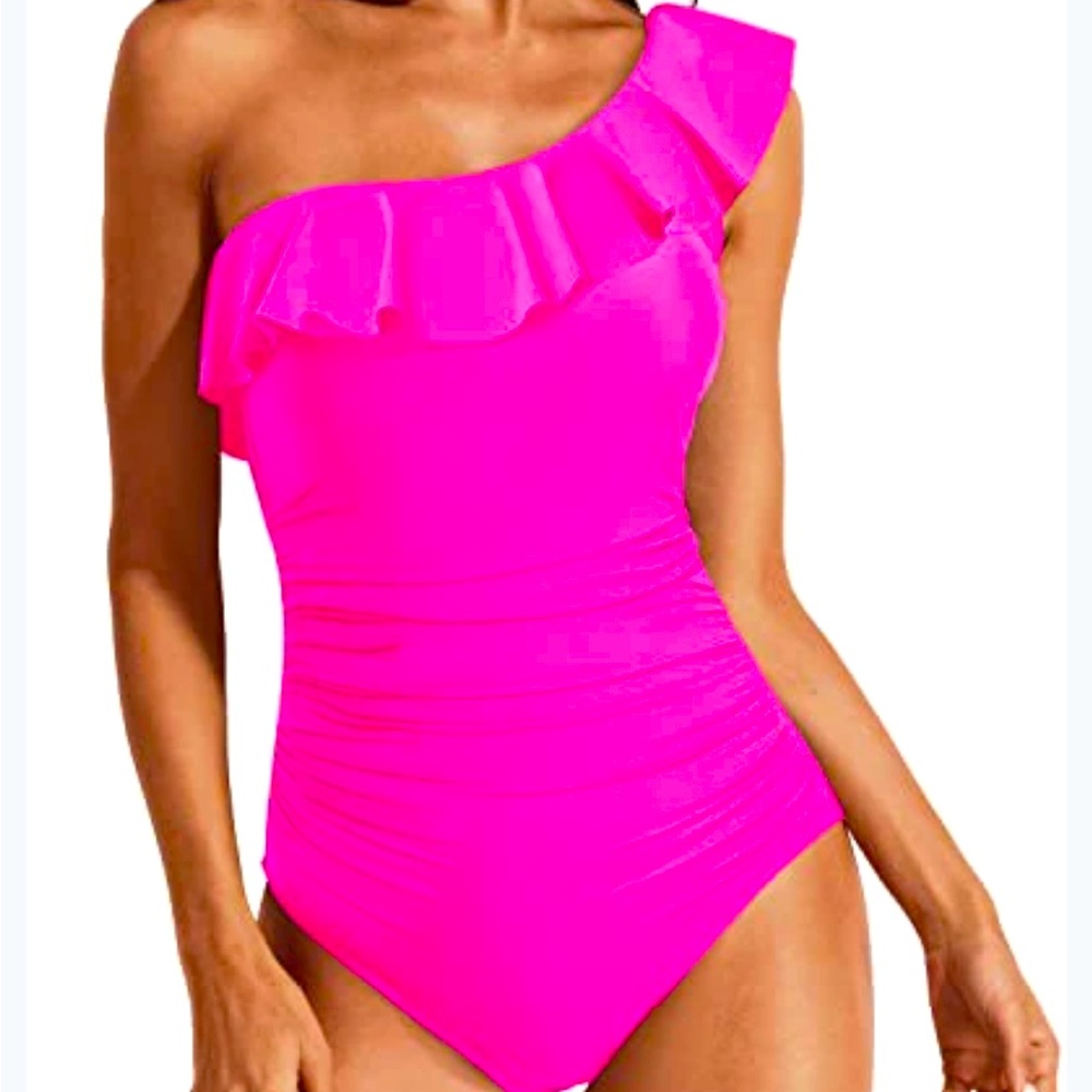 Tempt Me Pink Ruffled Kids One Piece Swimsuit